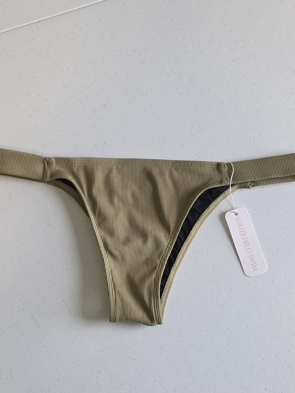 Somerfield Swim Olive Ribbed Bikini Bottom L